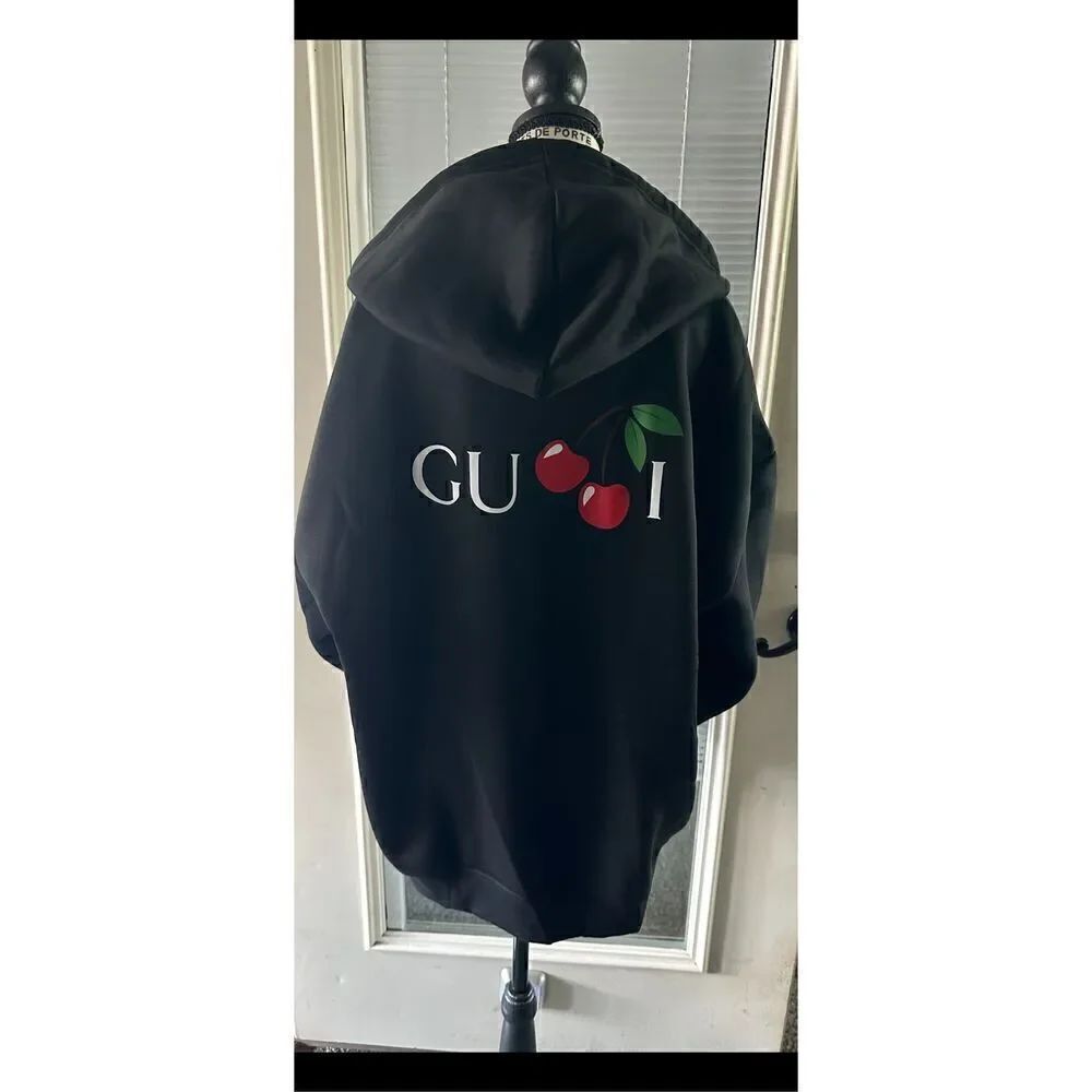 NWT Black zip up hoodie , with matching cherry key chain Super cute.XL